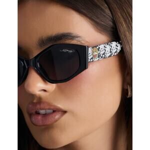 Ed Hardy Sunglasses Skull Floral Cat Eye Lion Y2K Shades Black Streetwear NWT